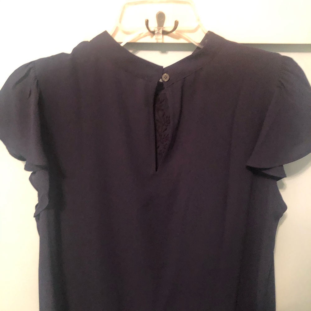 LOFT Navy Embroidered Top - Picture 8 of 8